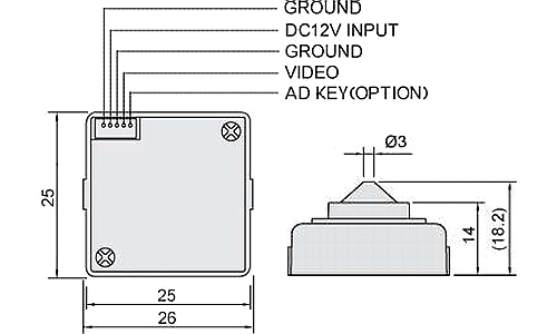 Размеры камеры видеонаблюдения DQ2-P2052W-P4-28