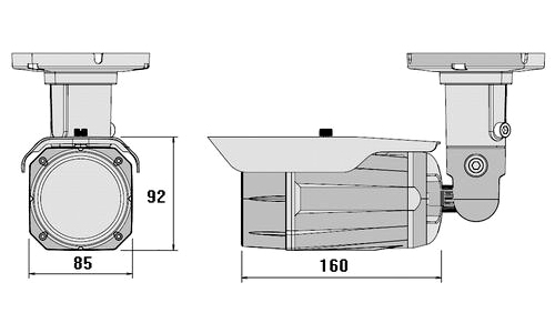 Размеры камеры видеонаблюдения VNN71164XR