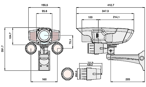 Размеры камеры видеонаблюдения VA102E-VL60
