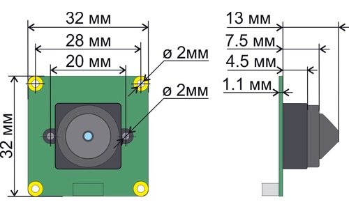 Размеры камеры видеонаблюдения VCB-P8D2H-P4-28