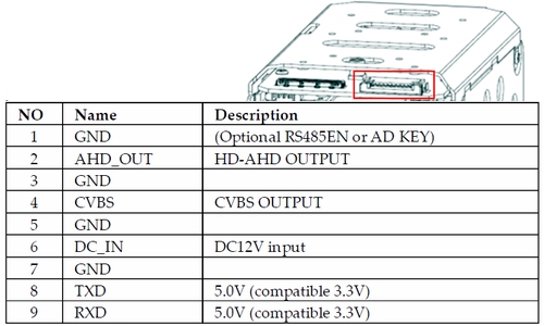 Схема подключения видеокамеры DC-Z7823H(VTC-Z7823H)